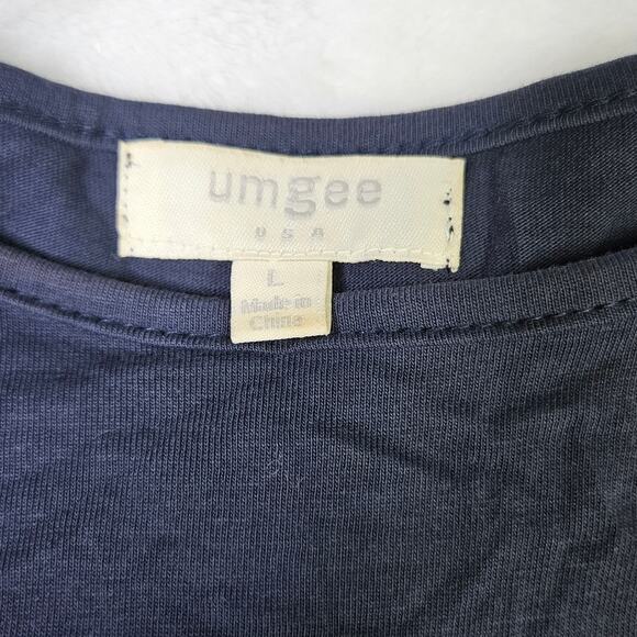 🦃 Umgee Navy Cream Striped Casual Comfort Knit Dress 3/4 Sleeves Size Large - Picture 3 of 9